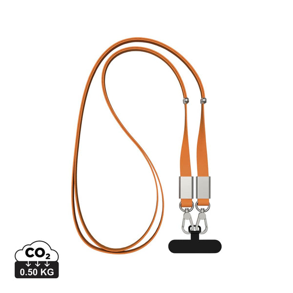 Cordino/tracolla Nivo in rPET RCS arancione - personalizzabile con logo