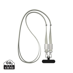 Cordino/tracolla Nivo in rPET RCS grigio - personalizzabile con logo
