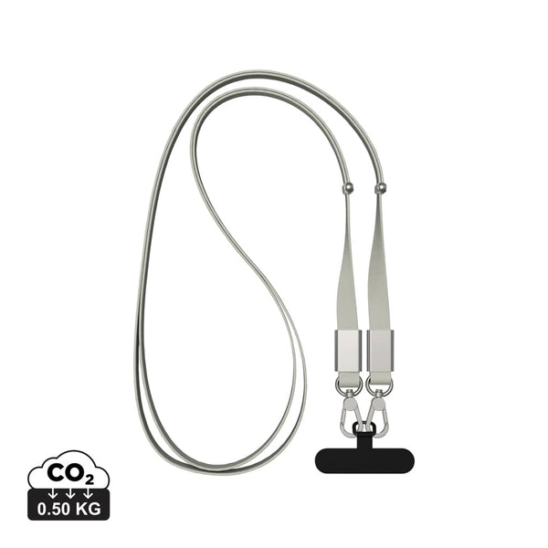 Cordino/tracolla Nivo in rPET RCS grigio - personalizzabile con logo