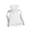 Cotton Gift Bag With Ribbon Drawstring soft  bianco/ grigio - personalizzabile con logo
