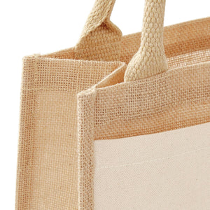 Cotton Pocket Jute Midi Tote beige / UNICA - personalizzabile con logo