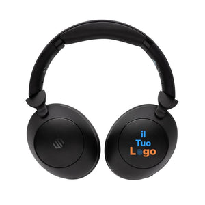 Cuffie ANC in plastica riciclata RCS Urban Vitamin Cupertino nero - personalizzabile con logo