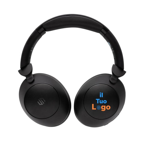 Cuffie ANC in plastica riciclata RCS Urban Vitamin Cupertino nero - personalizzabile con logo