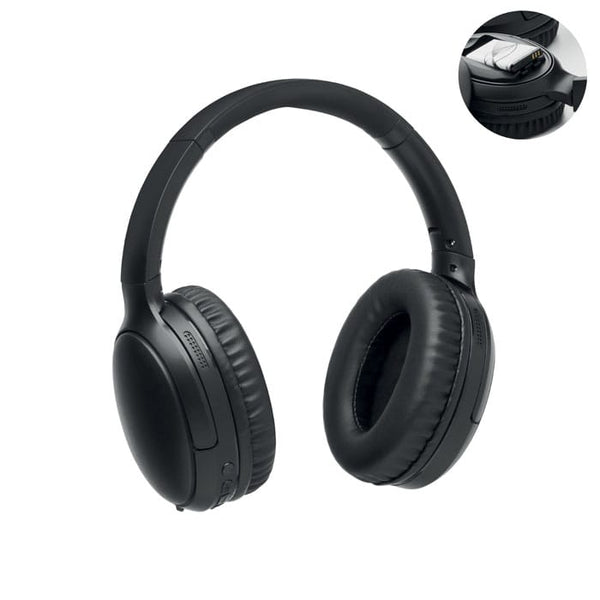 Cuffie ANC pieghevoli Nero - personalizzabile con logo