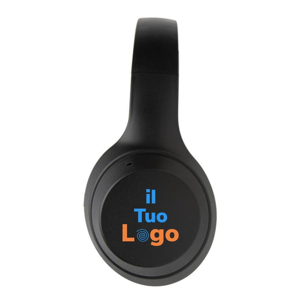 Cuffie in plastica riciclata RCS CLASSY nero - personalizzabile con logo