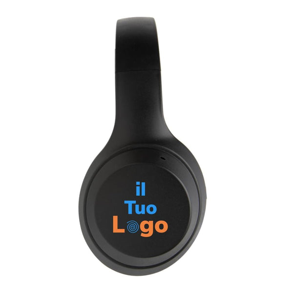 Cuffie in plastica riciclata RCS CLASSY nero - personalizzabile con logo