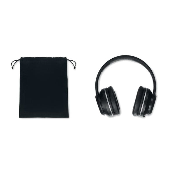 Cuffie wireless ANC con custodia in PU Nero - personalizzabile con logo