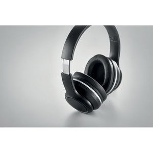 Cuffie wireless ANC con custodia in PU Nero - personalizzabile con logo