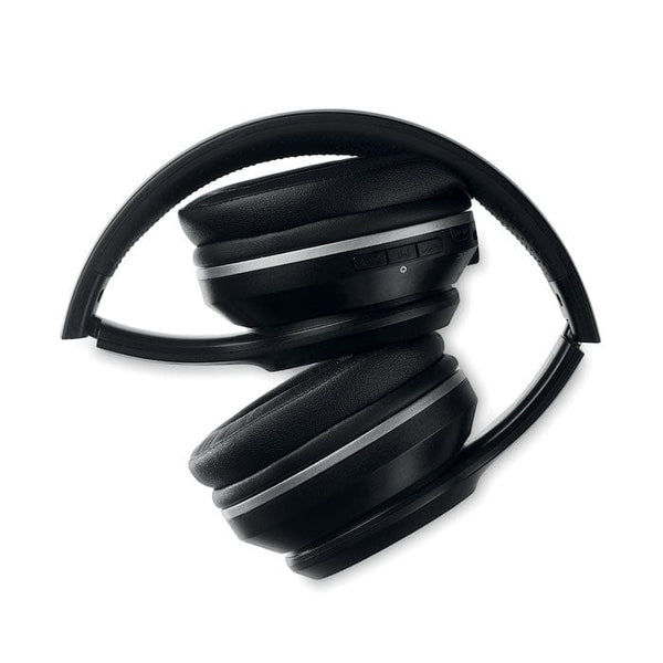 Cuffie wireless ANC con custodia in PU Nero - personalizzabile con logo