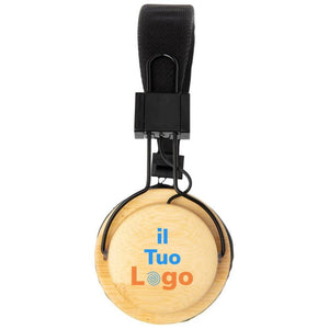 Cuffie wireless Bambù marrone - personalizzabile con logo