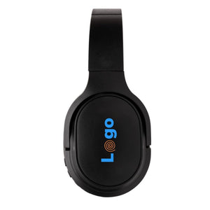 Cuffie wireless pieghevoli Elite in plastica riciclata RCS nero - personalizzabile con logo