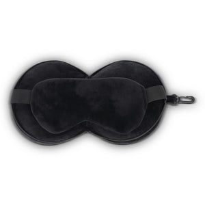 Cuscino da viaggio con maschera per gli occhi e custodia con cerniera Nero - personalizzabile con logo