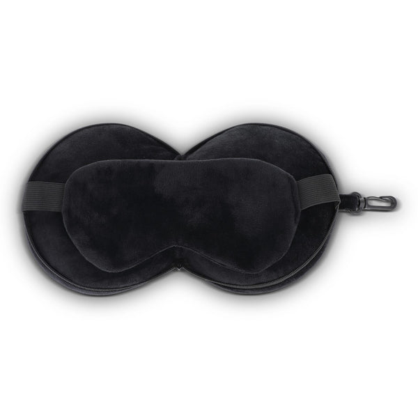 Cuscino da viaggio con maschera per gli occhi e custodia con cerniera Nero - personalizzabile con logo