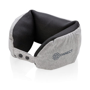 Cuscino da viaggio in microperle deluxe grigio - personalizzabile con logo