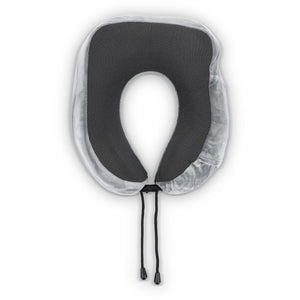 Cuscino da viaggio sagomato in memory foam con custodia in EVA Grigio - personalizzabile con logo