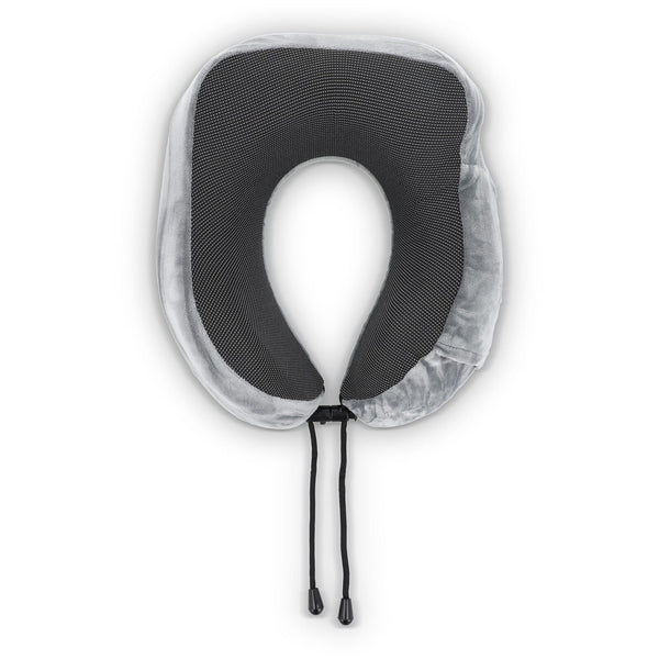 Cuscino da viaggio sagomato in memory foam con custodia in EVA Grigio - personalizzabile con logo