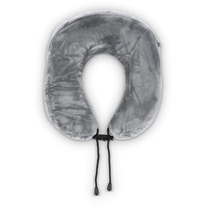 Cuscino da viaggio sagomato in memory foam con custodia in EVA Grigio - personalizzabile con logo