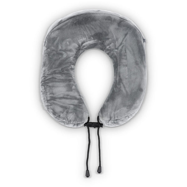 Cuscino da viaggio sagomato in memory foam con custodia in EVA Grigio - personalizzabile con logo