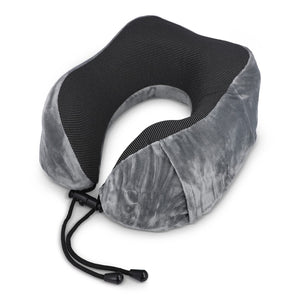 Cuscino da viaggio sagomato in memory foam con custodia in EVA Grigio - personalizzabile con logo