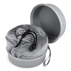 Cuscino da viaggio sagomato in memory foam con custodia in EVA Grigio - personalizzabile con logo