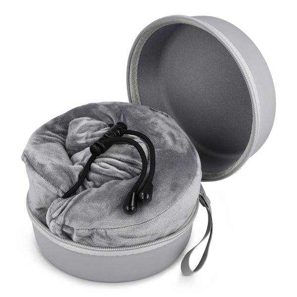 Cuscino da viaggio sagomato in memory foam con custodia in EVA Grigio - personalizzabile con logo