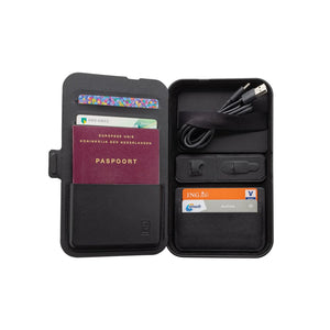 Custodia da viaggio Swiss Peak con caricatore 3in1 rPU RCS nero - personalizzabile con logo