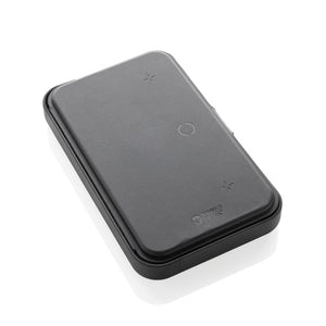 Custodia da viaggio Swiss Peak con caricatore 3in1 rPU RCS nero - personalizzabile con logo