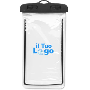 Custodia impermeabile per telefono trasparente Nero - personalizzabile con logo