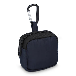 Custodia in nylon per auricolari 6,5 x 6 cm blu navy - personalizzabile con logo