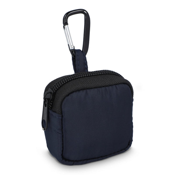 Custodia in nylon per auricolari 6,5 x 6 cm blu navy - personalizzabile con logo