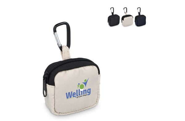 Custodia in nylon per auricolari 6,5 x 6 cm - personalizzabile con logo