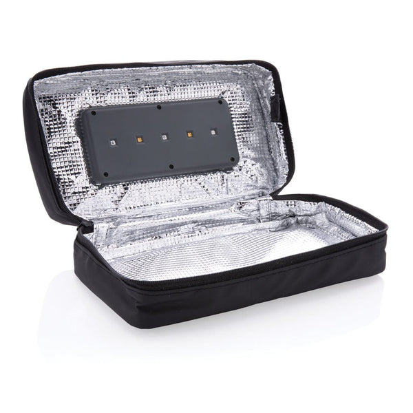Custodia portatile con sterilizzatore UV-C con batteria grigio - personalizzabile con logo