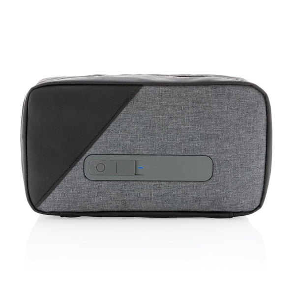 Custodia portatile con sterilizzatore UV-C con batteria grigio - personalizzabile con logo