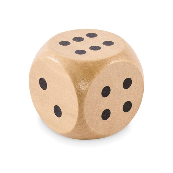 Dadi di legno Schima Ø 5 cm natural - personalizzabile con logo