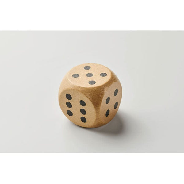 Dadi di legno Schima Ø 5 cm natural - personalizzabile con logo