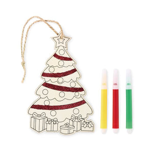 Decorazione Albero di Natale da colorare natural - personalizzabile con logo