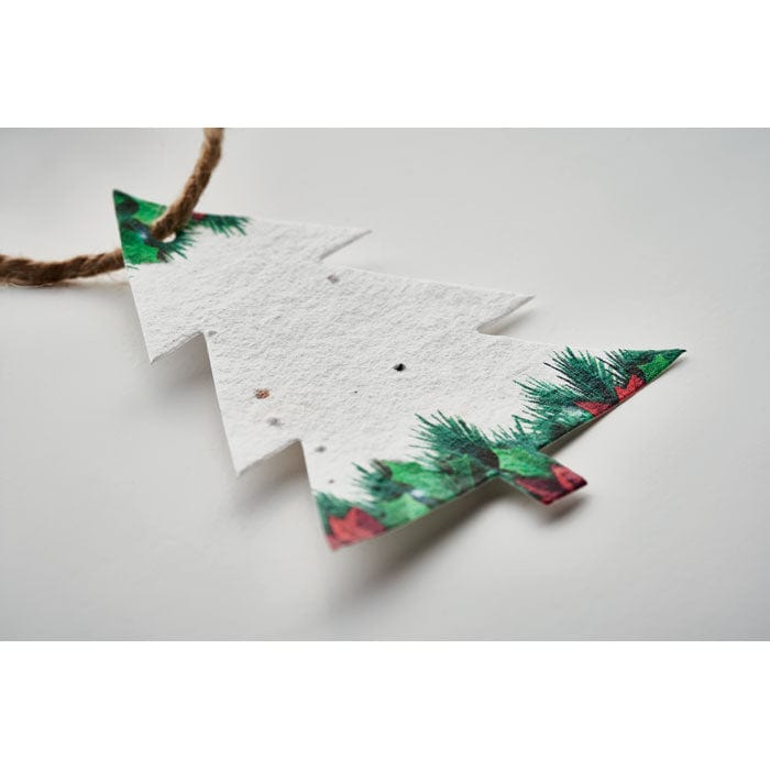Decorazione natalizia in carta piantabile bianco - personalizzabile con logo