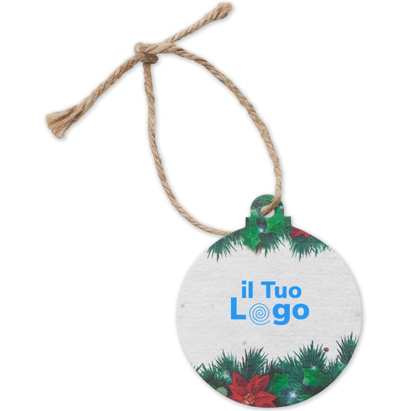 Decorazione pallina in carta piantabile bianco - personalizzabile con logo