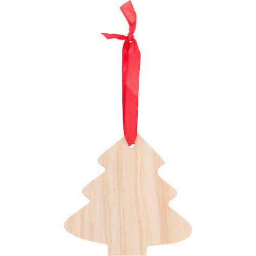 Decorazioni natalizie in legno a forma di albero di Natale Imani marrone - personalizzabile con logo
