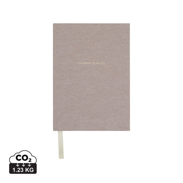 Diario VINGA Thankfulness in carta riciclata GRS beige - personalizzabile con logo