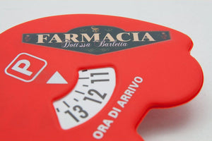 DISCO ORARIO PERSONALIZZATO - Forma originale "funny car" - personalizzabile con logo
