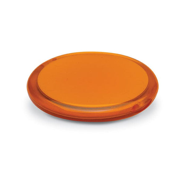 Doppio specchietto rotondo arancione - personalizzabile con logo