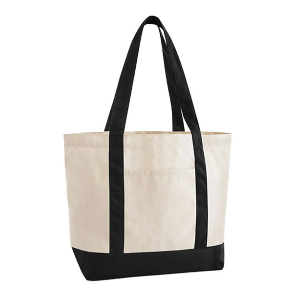 EarthAware Organic Varsity Shopper nero - personalizzabile con logo
