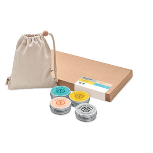 Eco set regalo da viaggio 4 pezzi beige - personalizzabile con logo