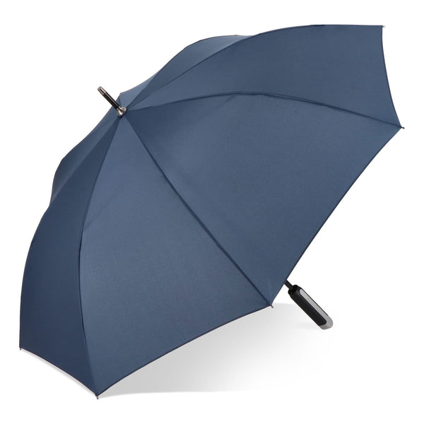 Emerantia 190T Pongee 23" Ombrello a bastone Apertura automatica blu navy - personalizzabile con logo
