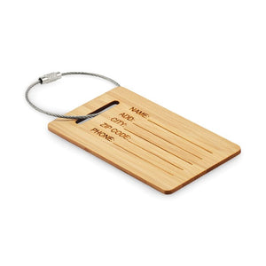 Etichetta bagagli in bambù natural - personalizzabile con logo