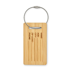 Etichetta bagagli in bambù natural - personalizzabile con logo