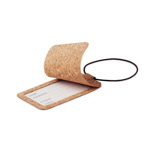 Etichetta bagagli in sughero beige - personalizzabile con logo