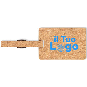 Etichetta bagagli in sughero con cinghia beige - personalizzabile con logo
