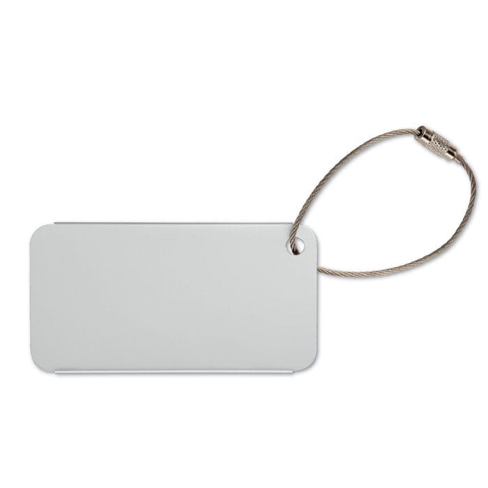 Etichetta bagaglio in alluminio color argento - personalizzabile con logo
